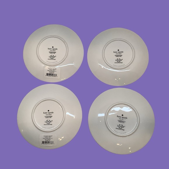 Kate Spade Lenox Concord Square Cause A Stir Dessert Plates Set Of 4 New - Picture 2 of 7